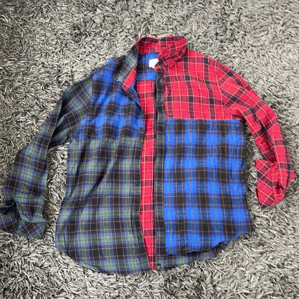 KUWALLA PLAID COLOUR-BLOCK SHIRT